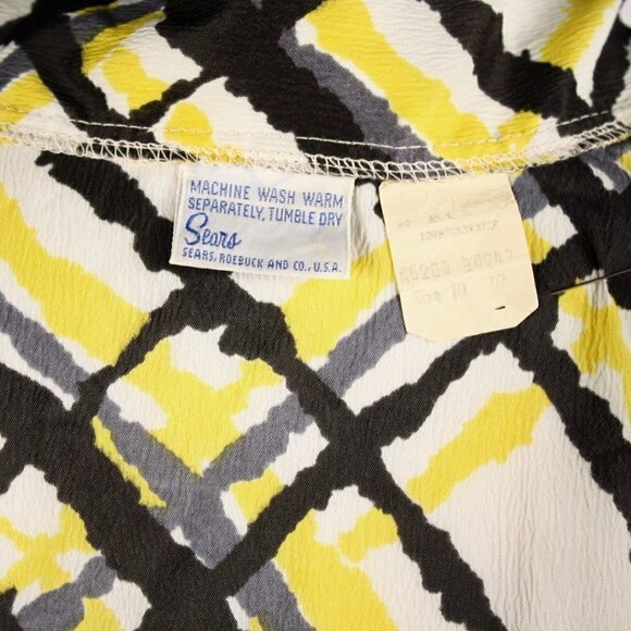 Vintage Sears Button Up Blouse w Wide Collar Bold Pattern Size M - Hey Viv - Picture 5 of 6